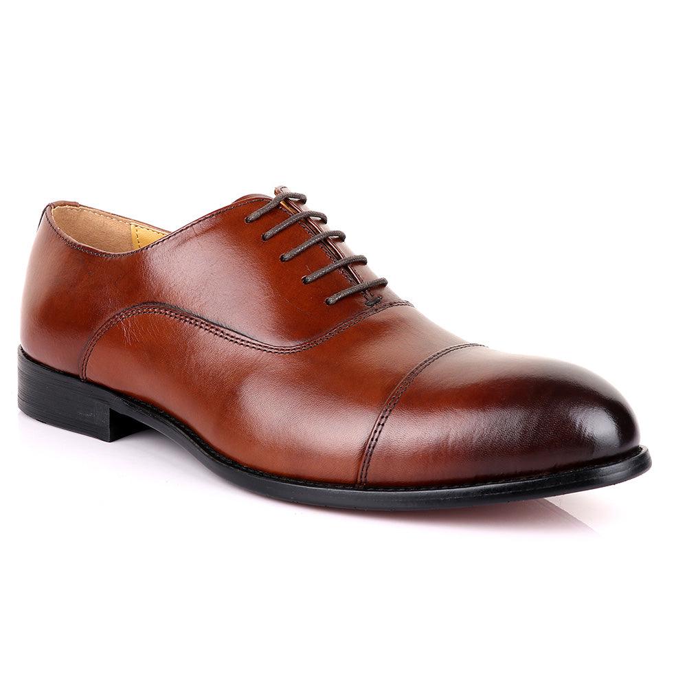 John Mendson Oxford Plain Brown Leather Shoe - Obeezi