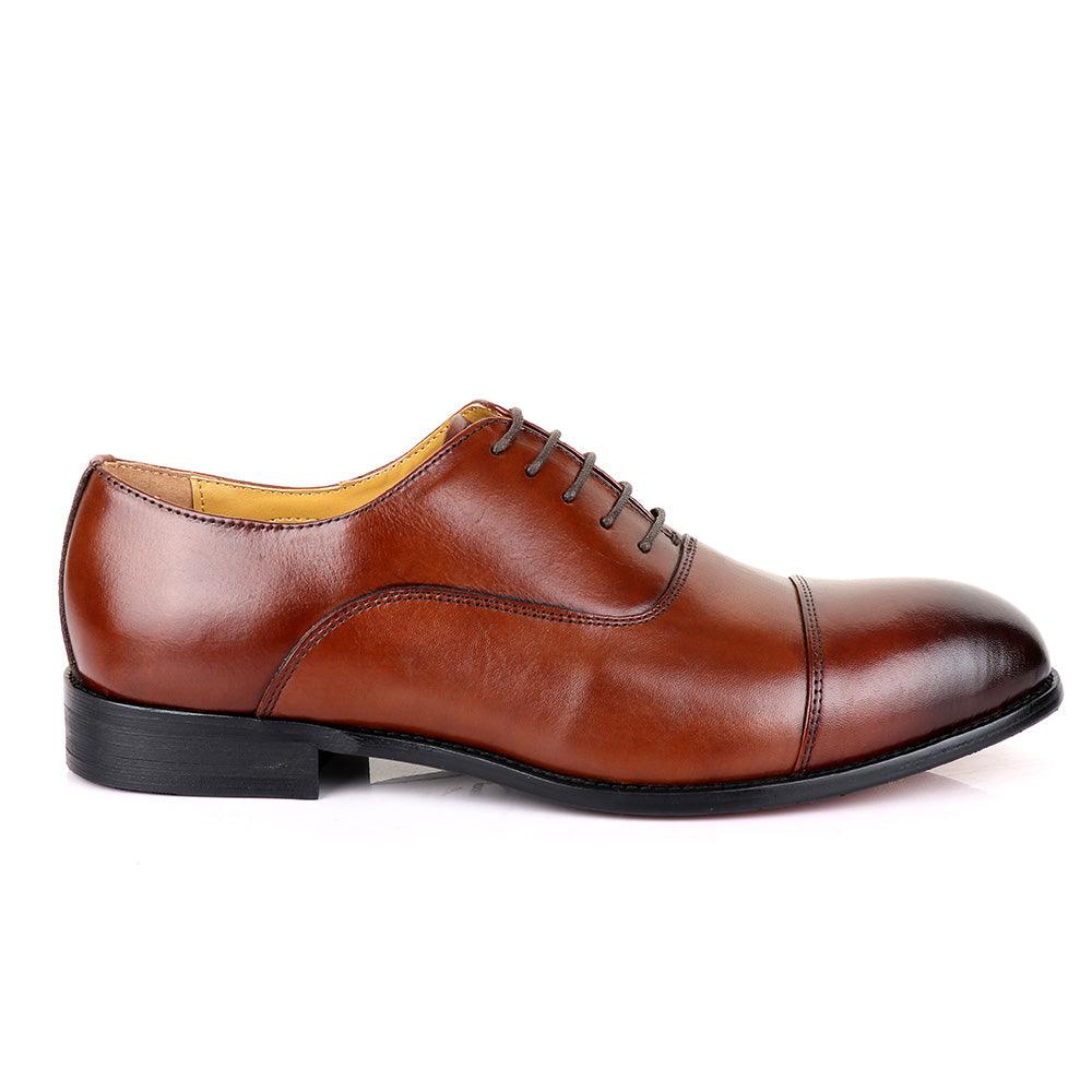 John Mendson Oxford Plain Brown Leather Shoe - Obeezi