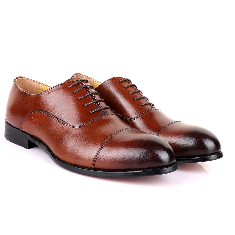 John Mendson Oxford Plain Brown Leather Shoe - Obeezi