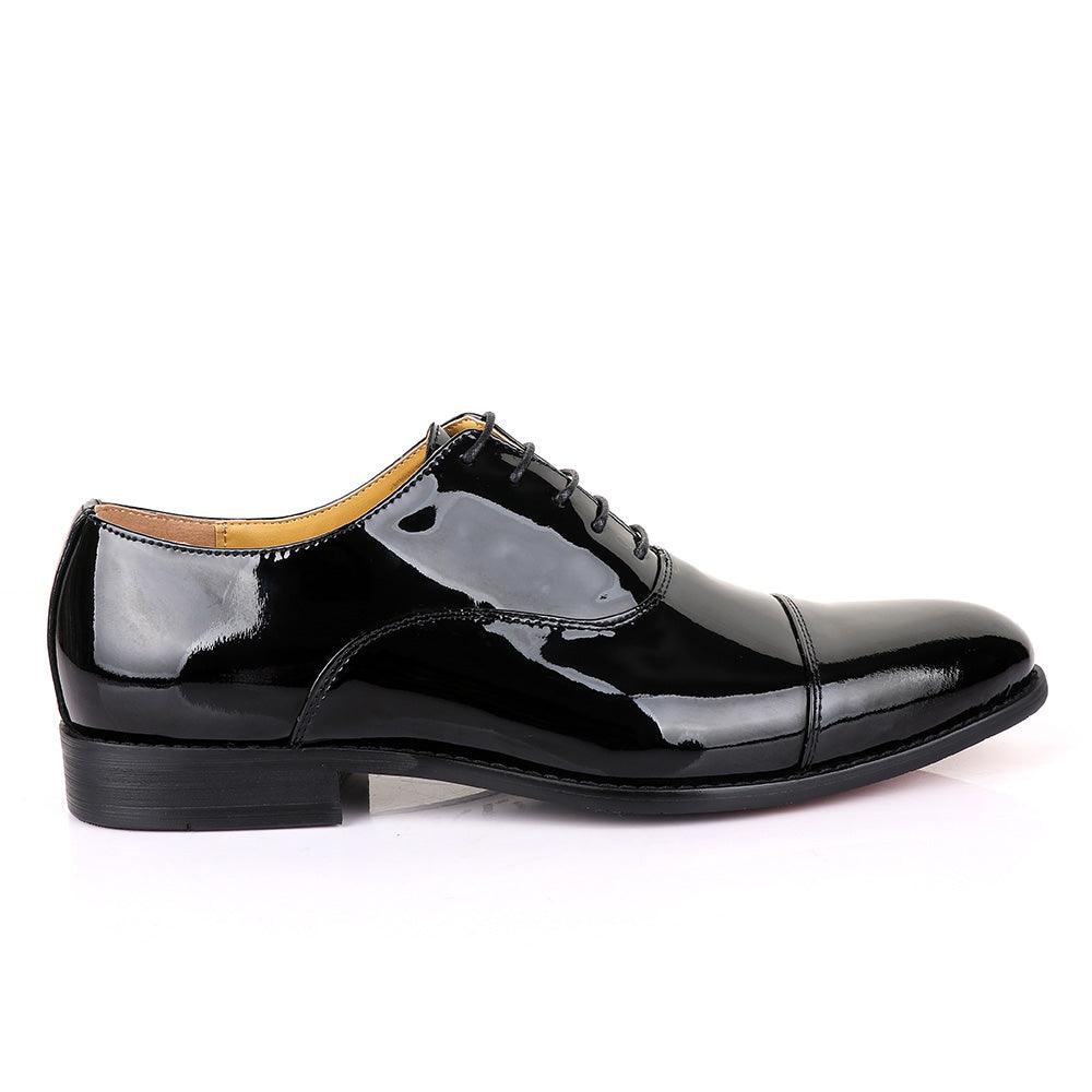 John Mendson Oxford Wetlips Black Leather Shoe - Obeezi