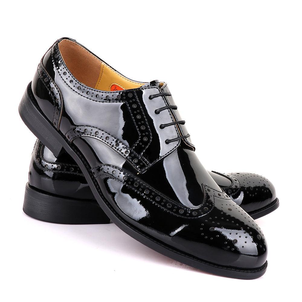 John Mendson Oxford Wetlips Black Shoe - Obeezi