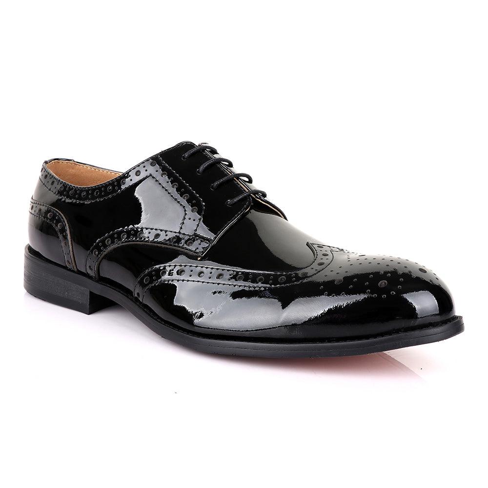 John Mendson Oxford Wetlips Black Shoe - Obeezi