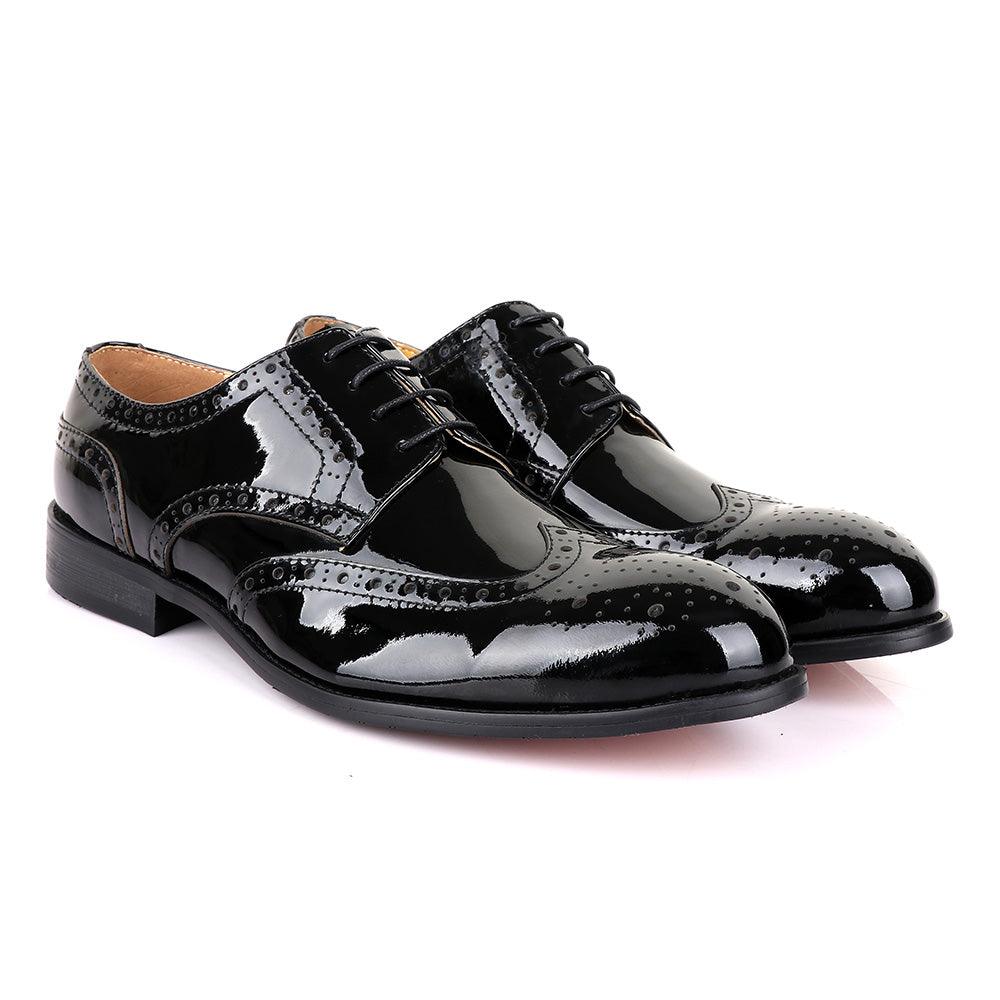 John Mendson Oxford Wetlips Black Shoe - Obeezi