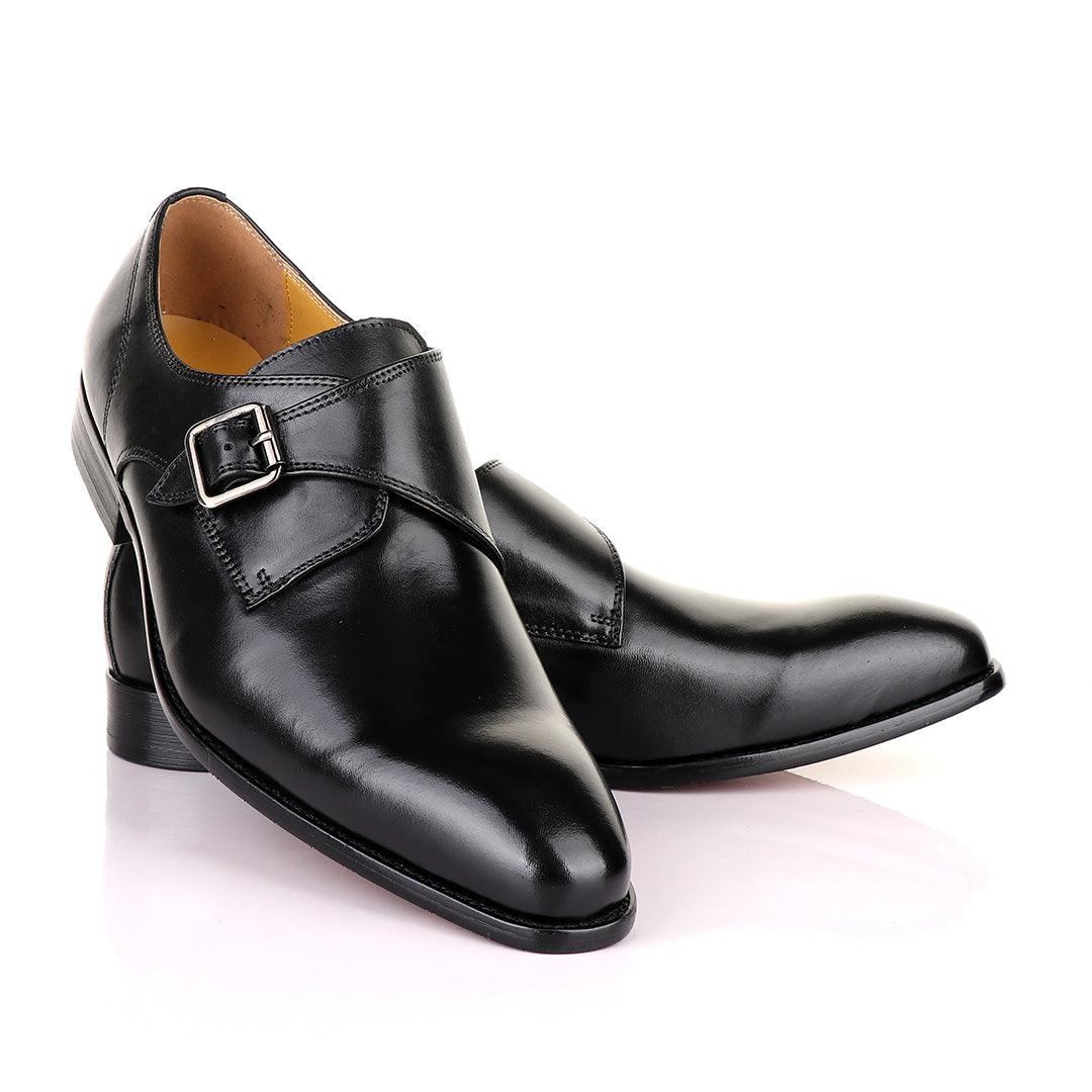 John Mendson Single Strap Black Leather Shoe - Obeezi