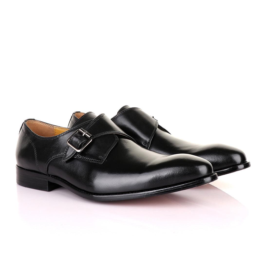 John Mendson Single Strap Black Leather Shoe - Obeezi