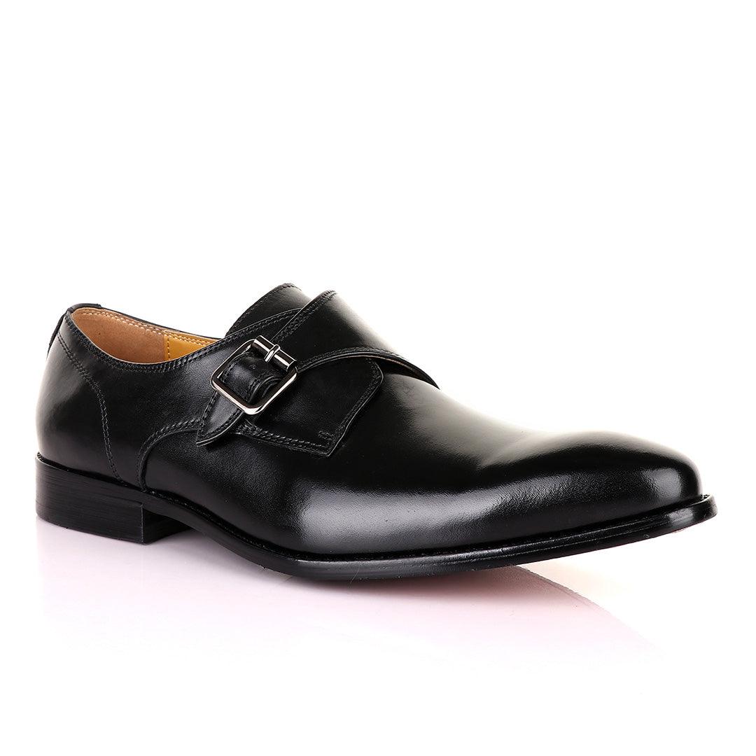John Mendson Single Strap Black Leather Shoe - Obeezi
