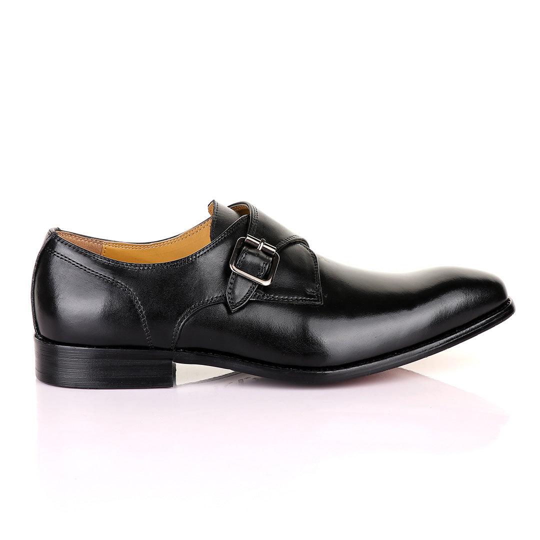 John Mendson Single Strap Black Leather Shoe - Obeezi