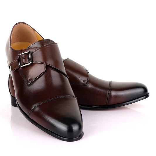 John Mendson Single Strap Coffee Leather Shoe - Obeezi