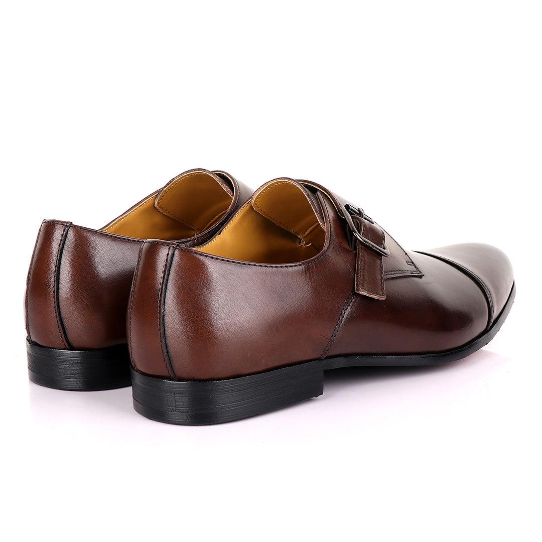 John Mendson Single Strap Coffee Leather Shoe - Obeezi