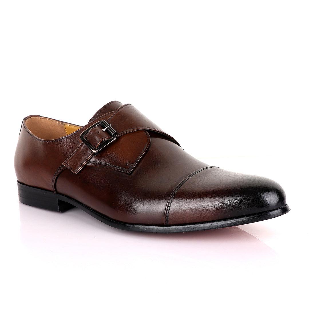 John Mendson Single Strap Coffee Leather Shoe - Obeezi