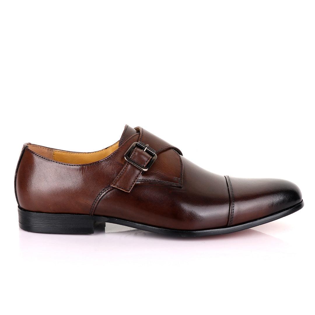 John Mendson Single Strap Coffee Leather Shoe - Obeezi