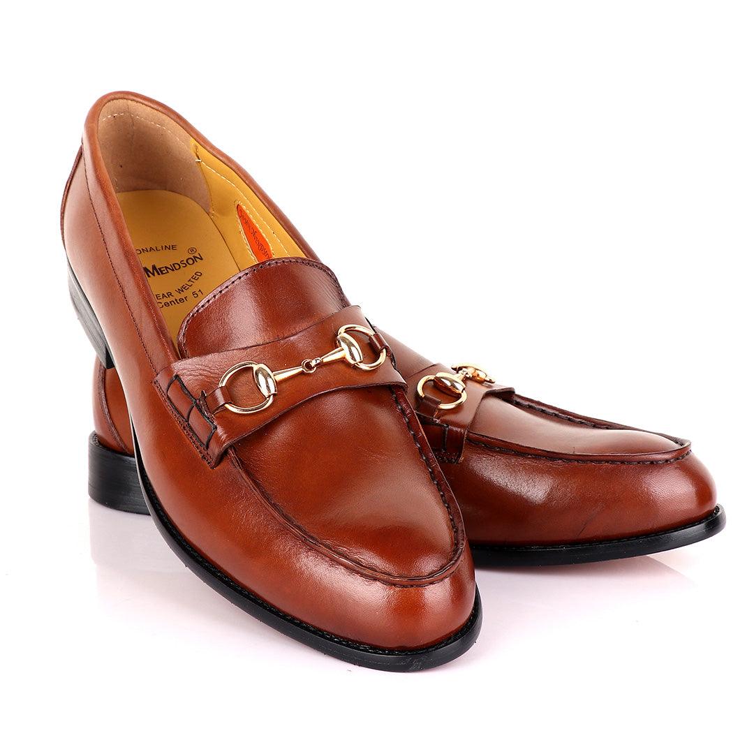 John Mendson Smooth Leather Brown Loafers - Obeezi