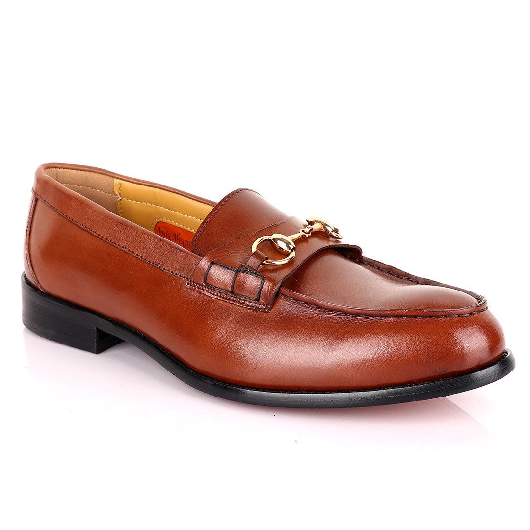 John Mendson Smooth Leather Brown Loafers - Obeezi