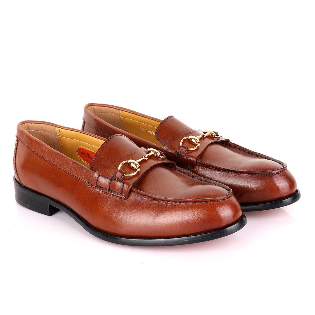 John Mendson Smooth Leather Brown Loafers - Obeezi
