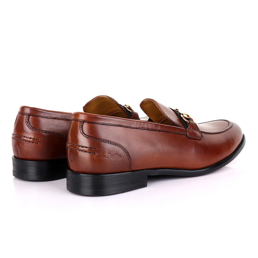 John Mendson Strap Leather Brown Loafers - Obeezi