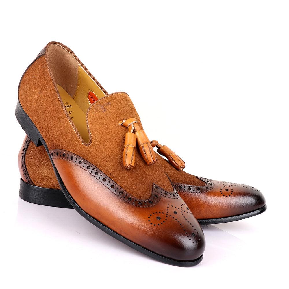 John Mendson Suede And Brown Leather Shoe - Obeezi