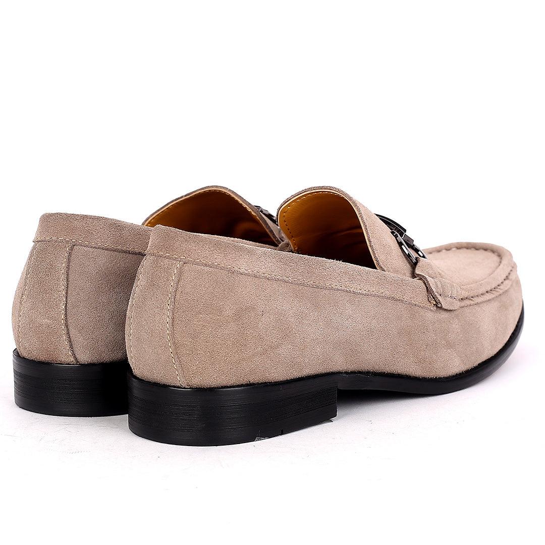 John Mendson Suede Grey Leather Chain logo Men's Shoe - Obeezi.com