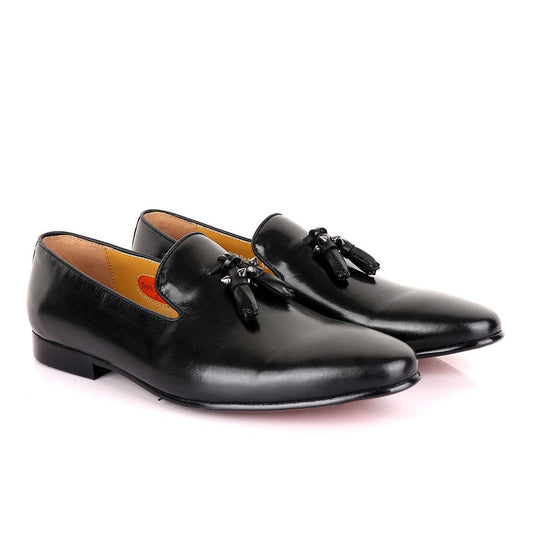 John Mendson Welted Black tassel Loafers - Obeezi