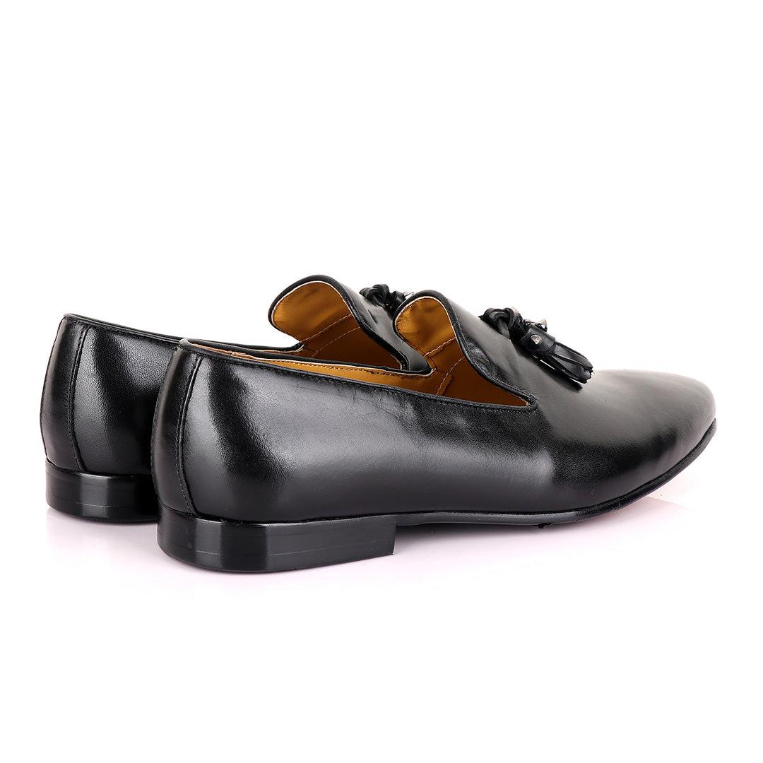 John Mendson Welted Black tassel Loafers - Obeezi