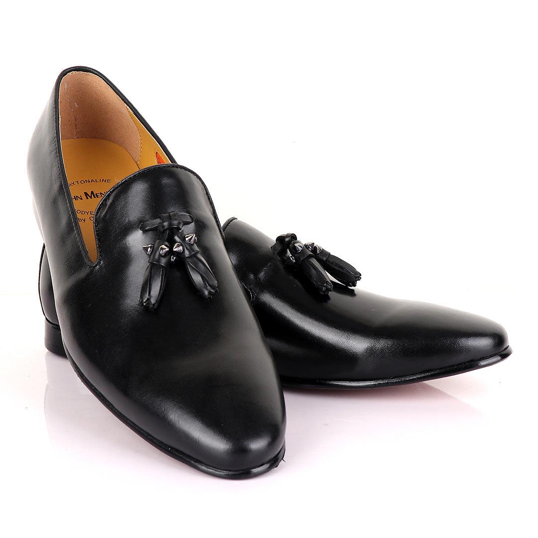 John Mendson Welted Black tassel Loafers - Obeezi