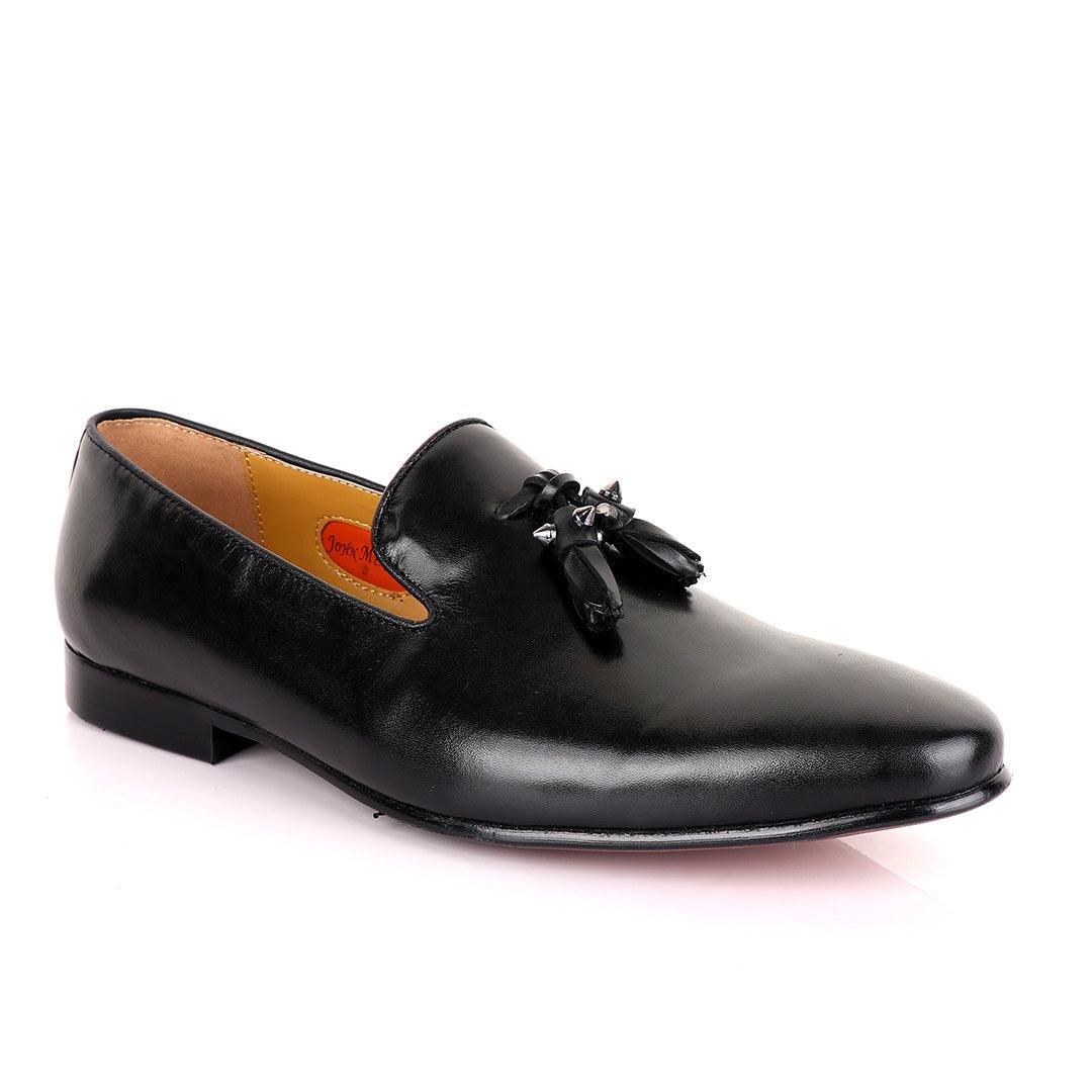 John Mendson Welted Black tassel Loafers - Obeezi