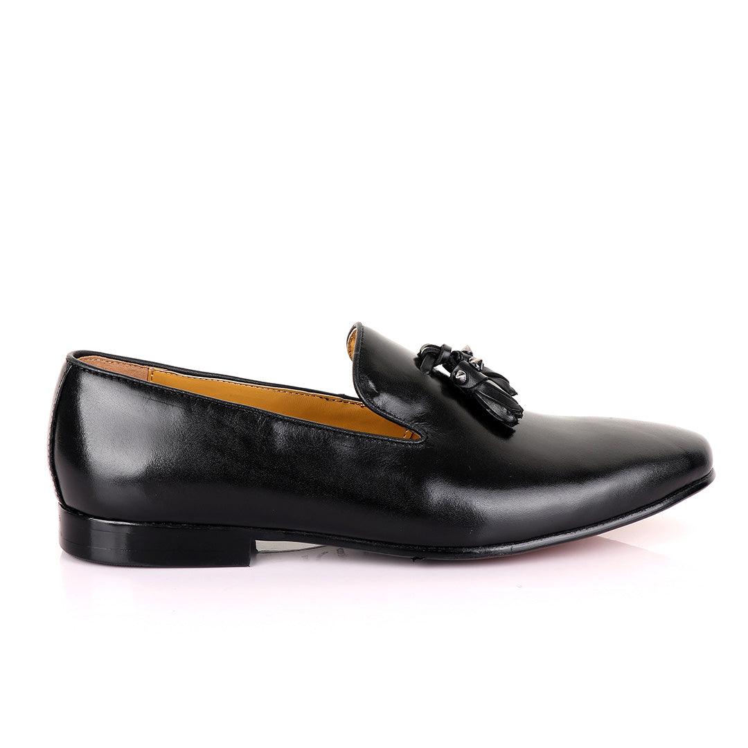 John Mendson Welted Black tassel Loafers - Obeezi