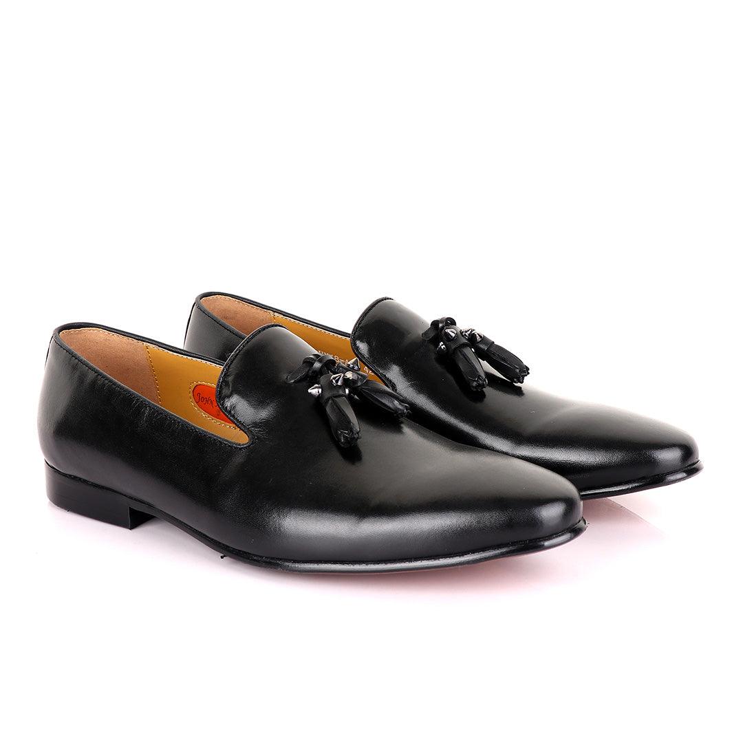 John Mendson Welted Black tassel Loafers - Obeezi