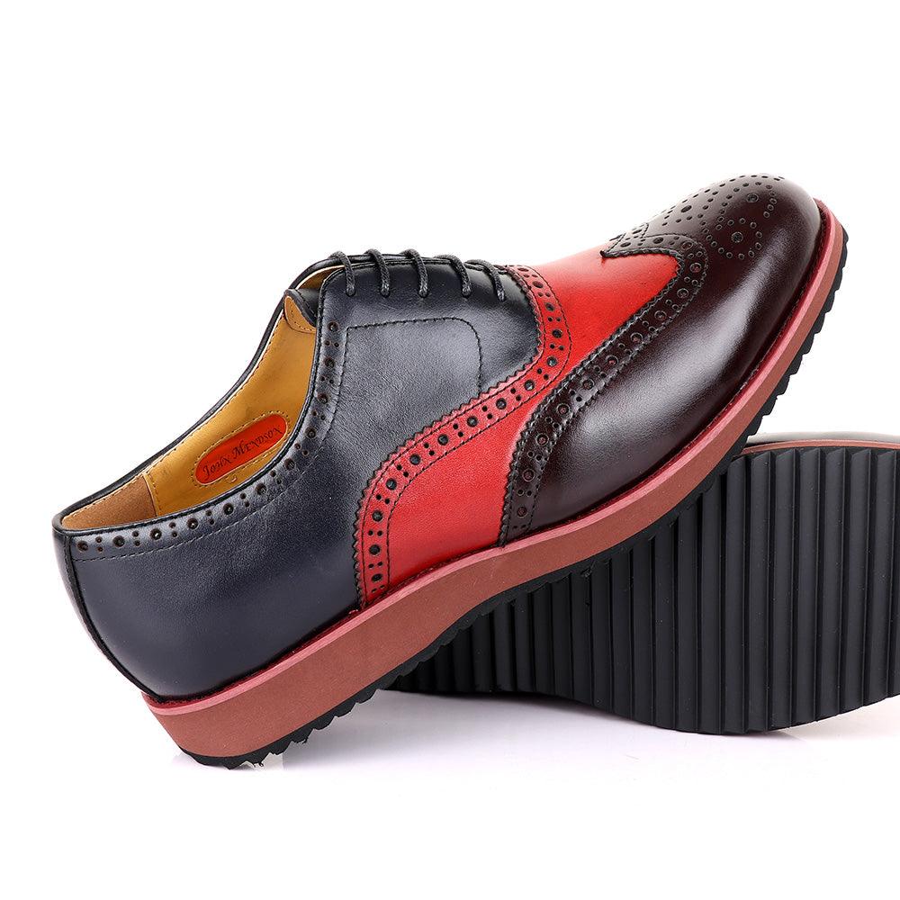 John Mendson Welted Classic Blue And Coffee/Red Shoe - Obeezi
