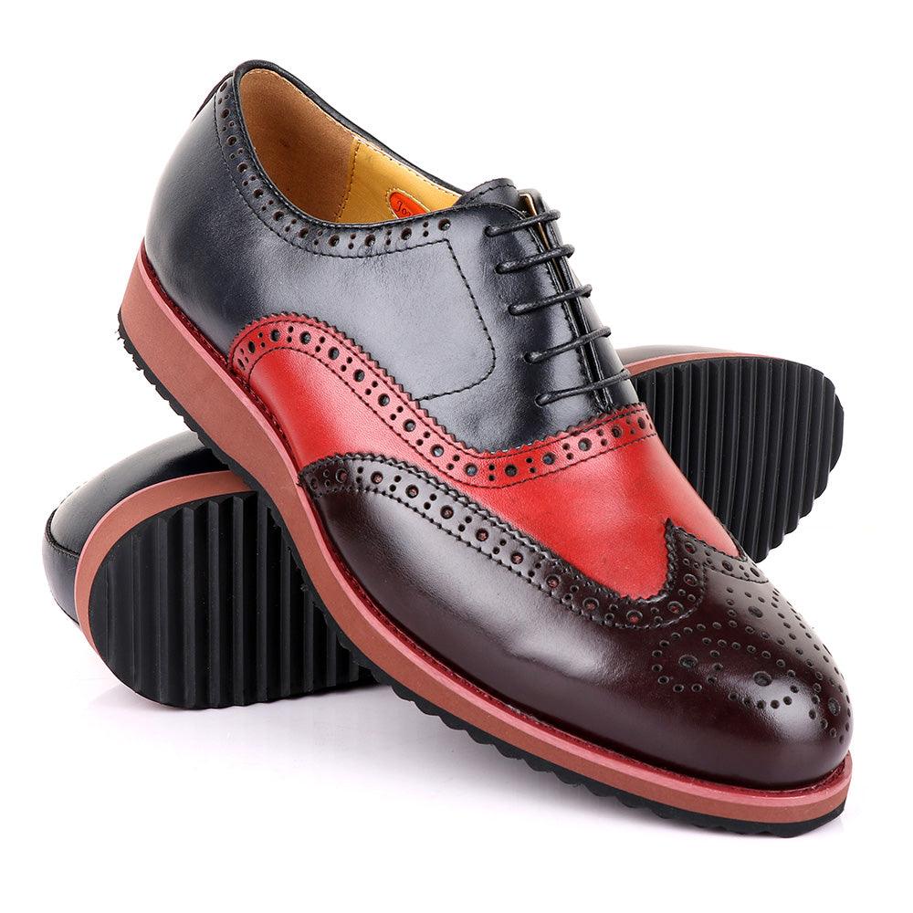John Mendson Welted Classic Blue And Coffee/Red Shoe - Obeezi