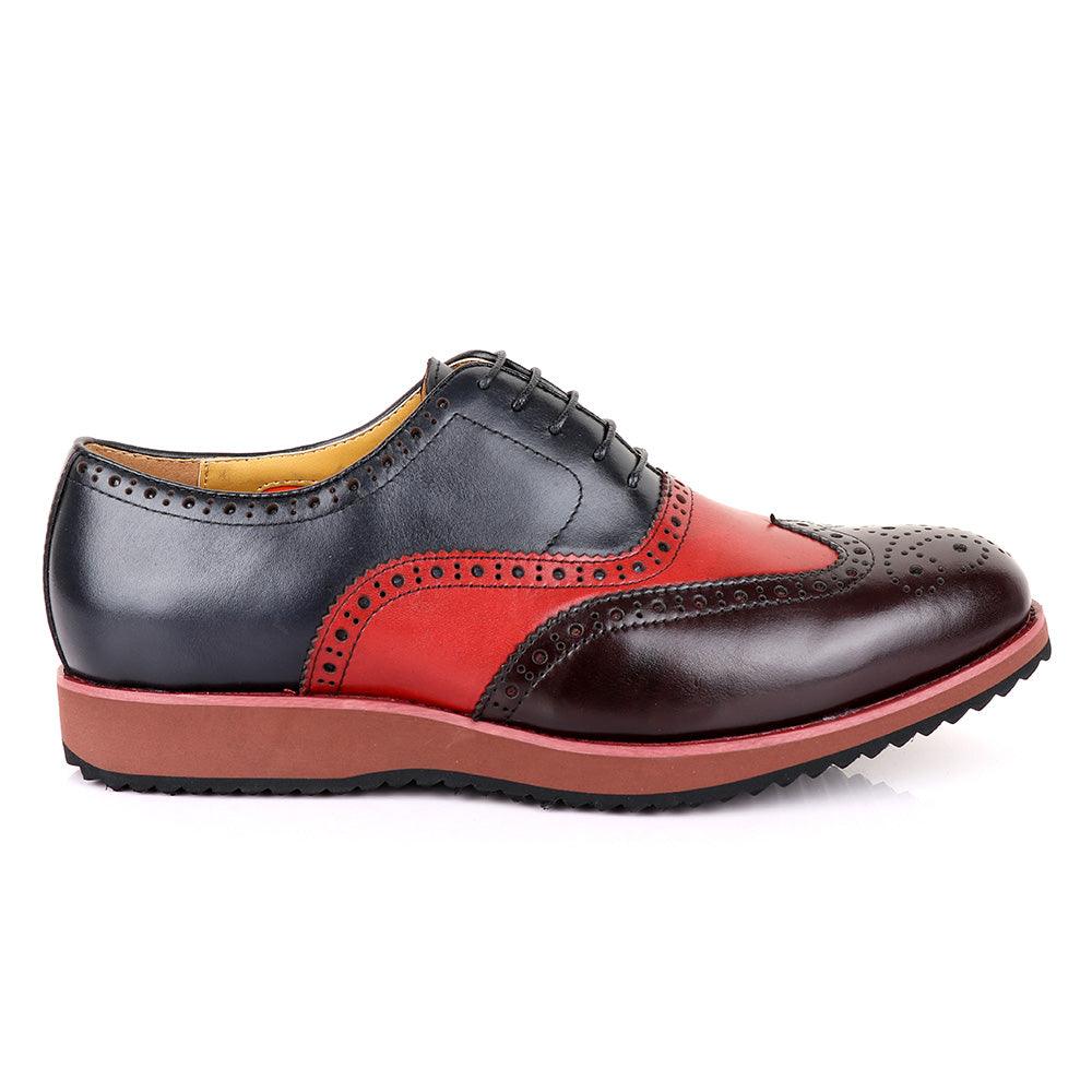 John Mendson Welted Classic Blue And Coffee/Red Shoe - Obeezi