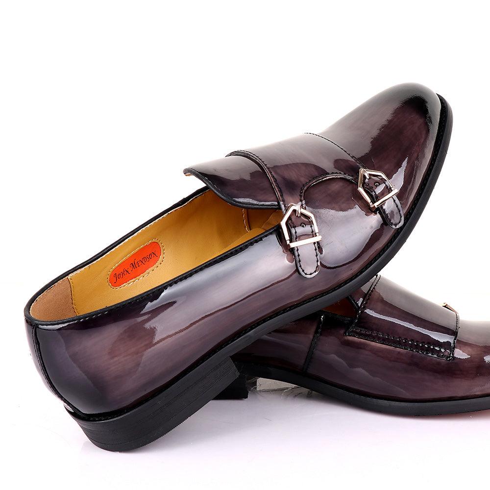 John Mendson Wetlips Double Monk Strap Leather Shoe-Grey - Obeezi