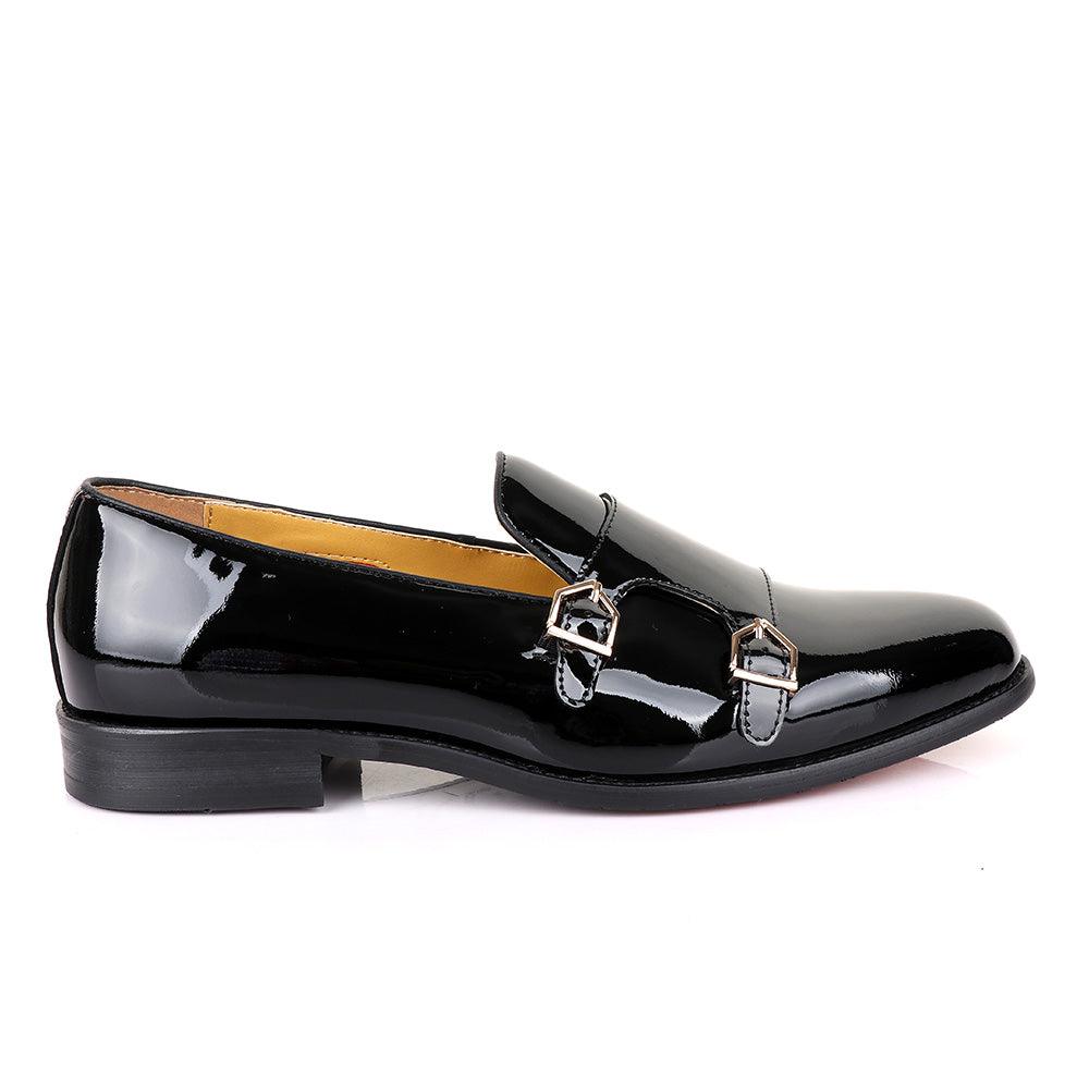 John Mendson Wetlips Monk Strap Black Shoe - Obeezi