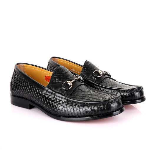 John Mendson Woven Black Loafers - Obeezi