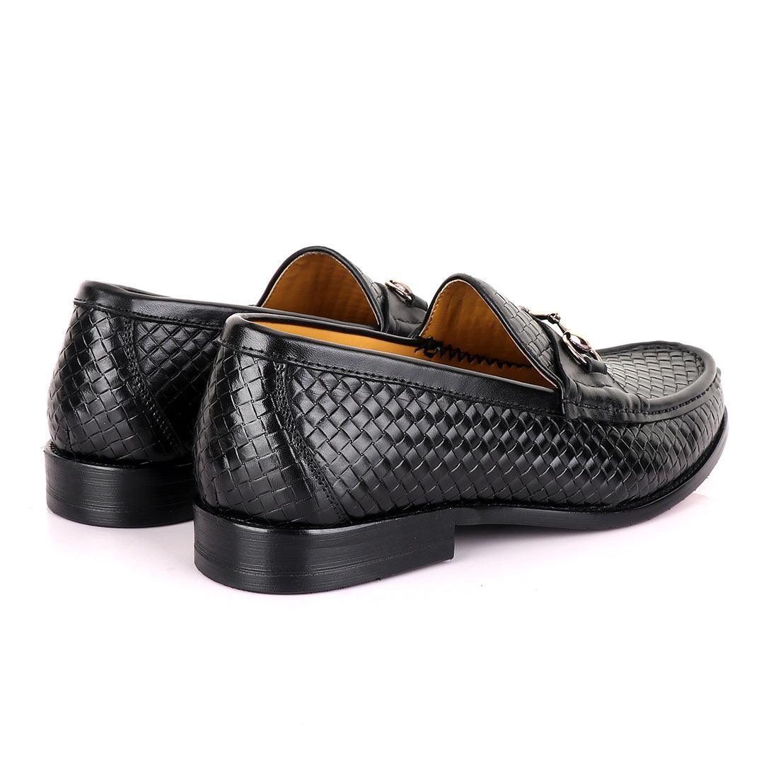 John Mendson Woven Black Loafers - Obeezi