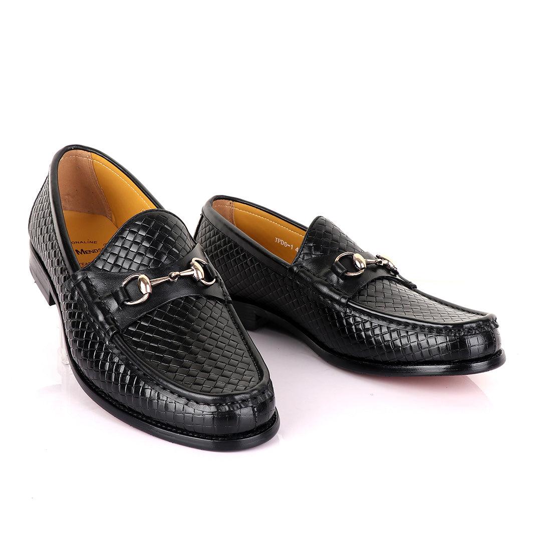 John Mendson Woven Black Loafers - Obeezi