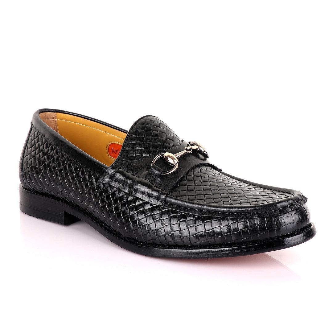 John Mendson Woven Black Loafers - Obeezi