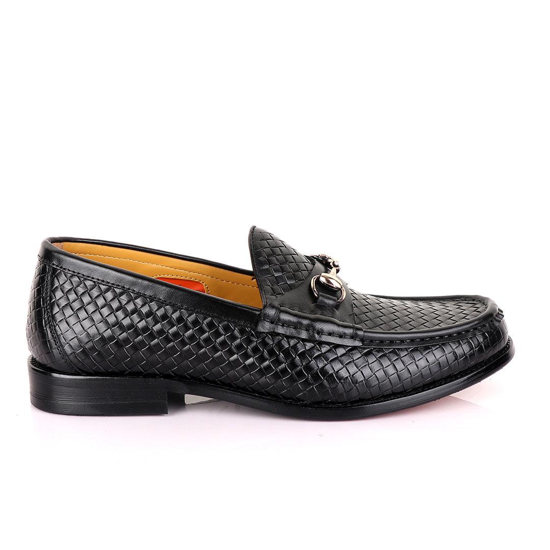 John Mendson Woven Black Loafers - Obeezi