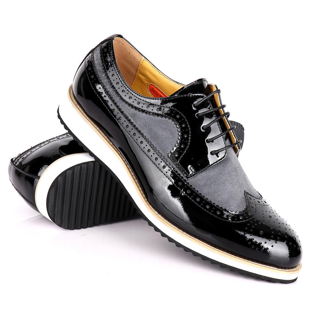 John Menson Welted Classic Black Grey Shoe - Obeezi.com