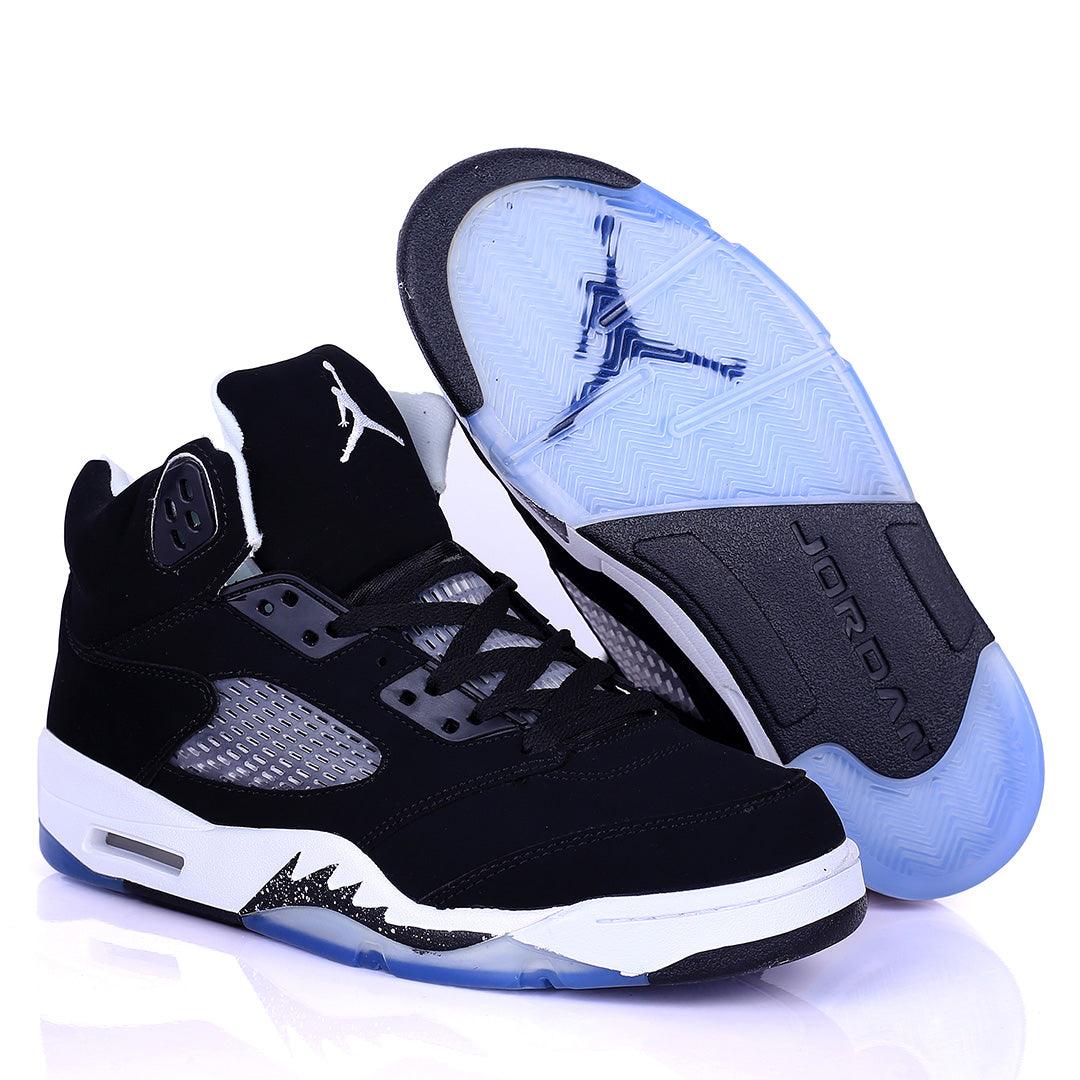 Jord Black Designed Classic Retro Basketball sneakers With White Sole - Obeezi.com