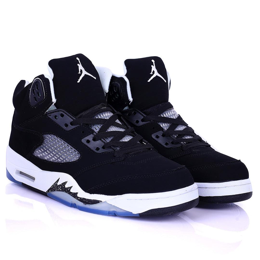 Jord Black Designed Classic Retro Basketball sneakers With White Sole - Obeezi.com