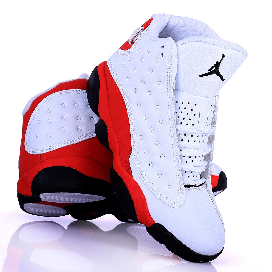 Jord High Classic Basketball Red And White Designed Sneakers - Obeezi.com
