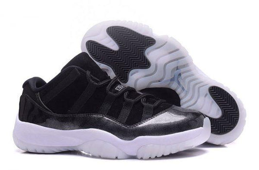 Jordan 11 Low Black Metallic Silver Sneakers - Obeezi