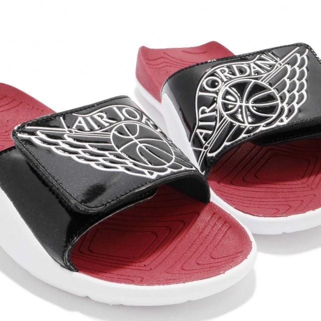 Jordan Hydro 7 GS Black White Gym Red Slippers - Obeezi