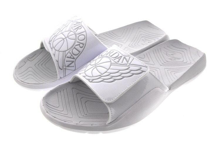 Jordan Hydro 7 Mens White/Pure Platinum Slippers - Obeezi
