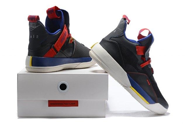 Jordan XXXIII Future of Flight Navy Blue Black Red Men's Basketball Sneakers - Obeezi