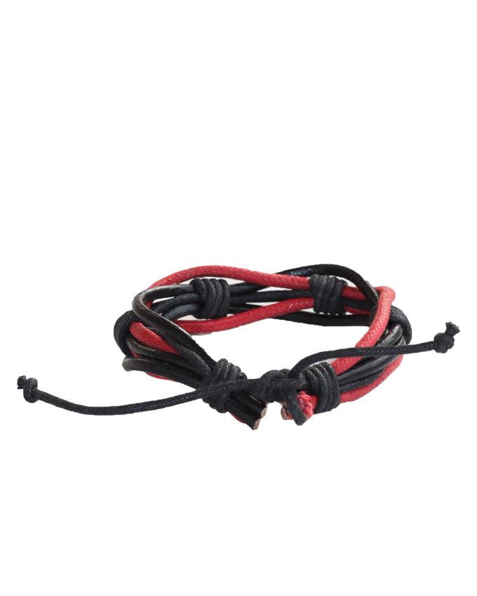 Jstarmart Black Red Leather Wrist Band With Set Of Two Wrist Bands - Obeezi.com