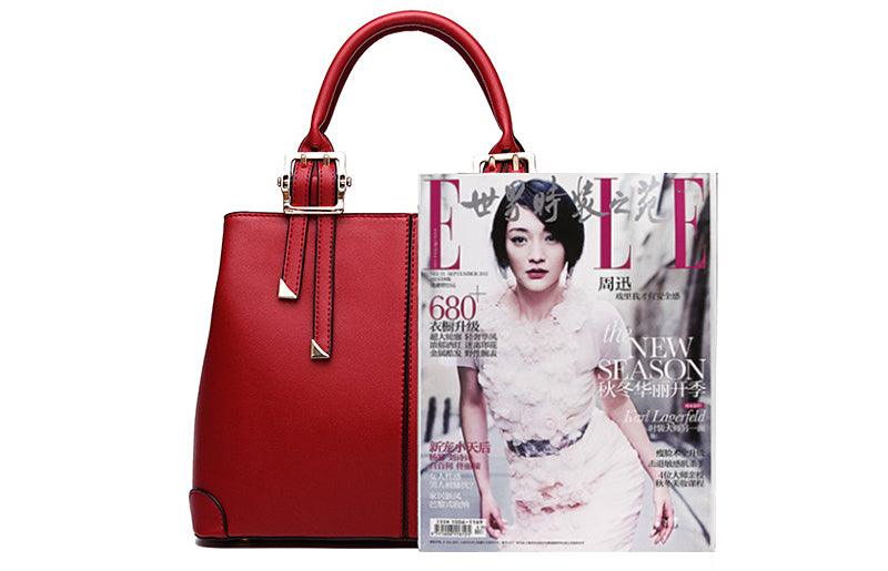 Kattee Style Genuine Leather Tote Bag Red - Obeezi.com