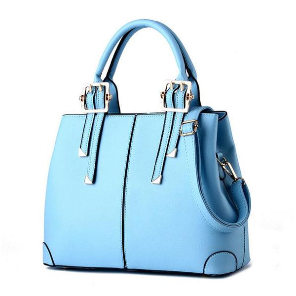 Kattee Style Genuine Leather Tote Bag Skyblue - Obeezi.com