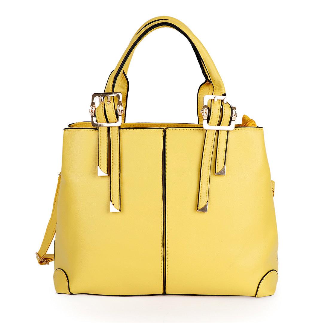 Kattee Style Genuine Leather Tote Bag Yellow - Obeezi.com