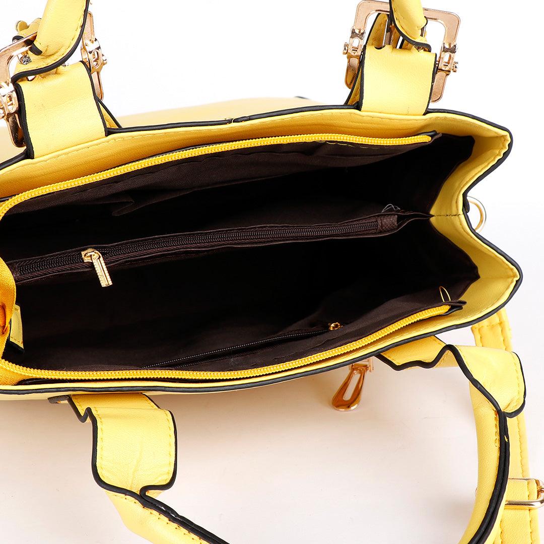 Kattee Style Genuine Leather Tote Bag Yellow - Obeezi.com